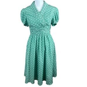 Mikarose Mint with White Polka Dots Short Sleeve Dress - Women's Size XS